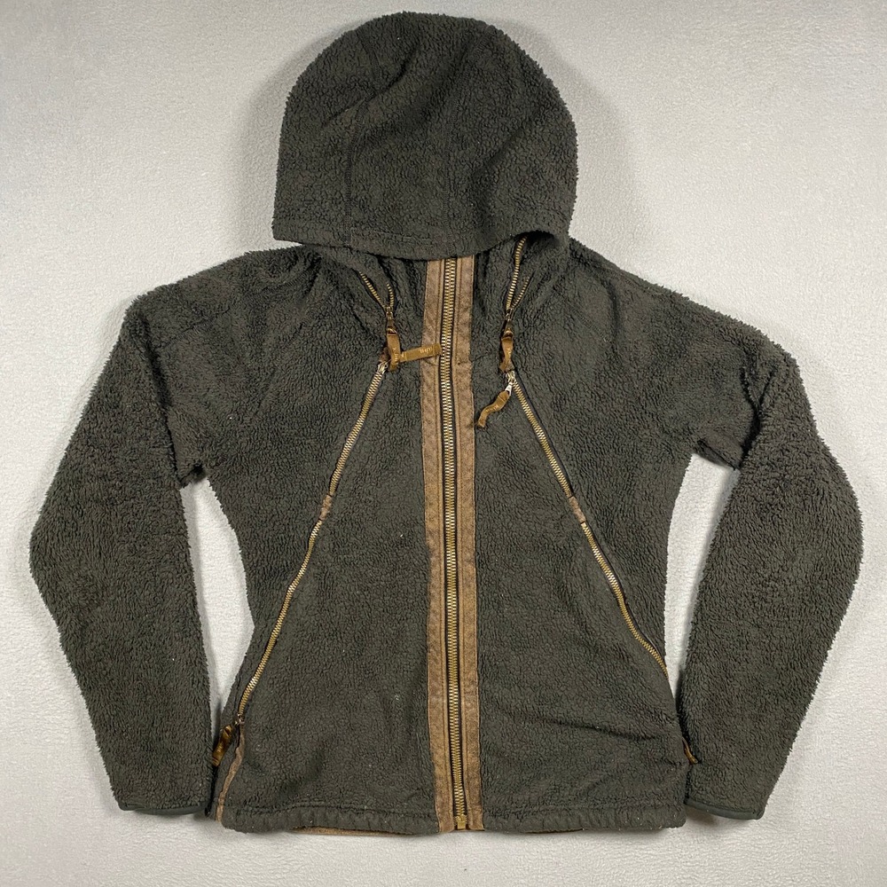 Kuhl Fleece Hoodie Women Size M Olive Green Sherpa Full Zip